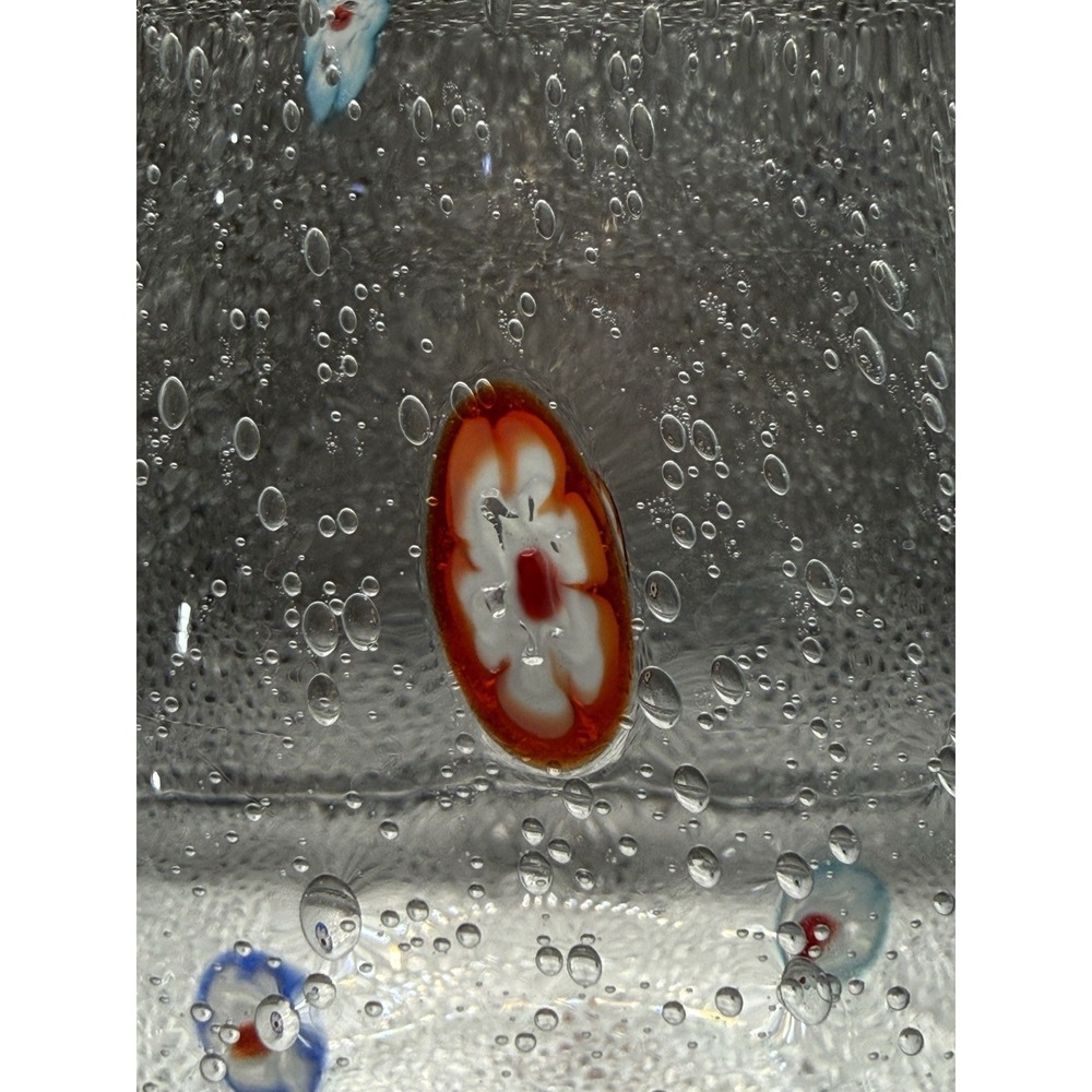 Hand Blown Clear Glass Pitcher with Millefiori  9" x 7" - Picture 7 of 7